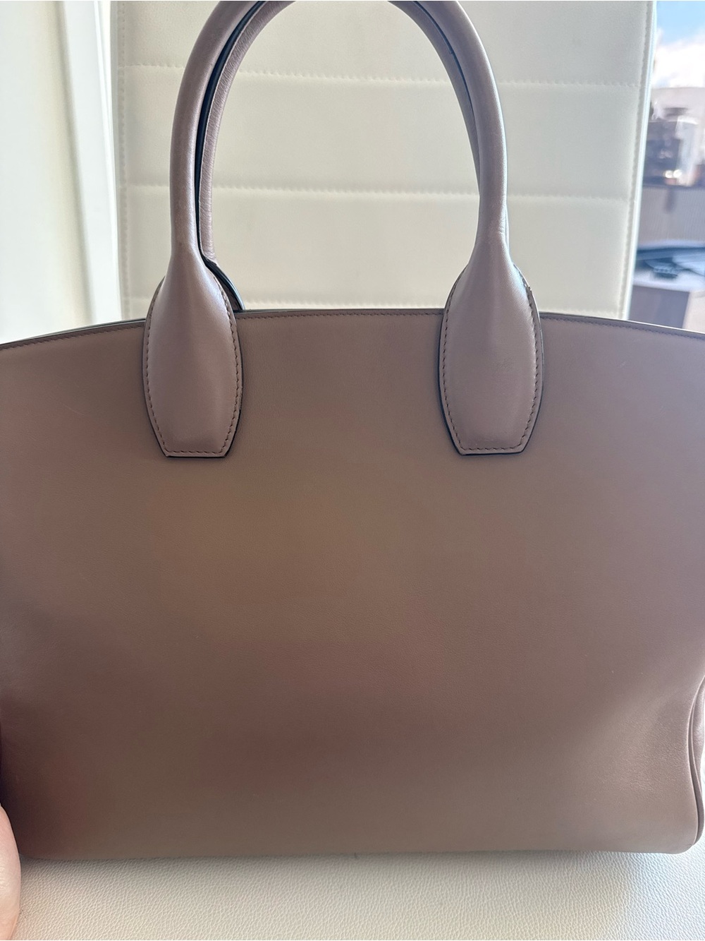 Salvatore Ferragamo Studio Leather Top Handle Bag Mud Gold Hardware - Picture 2 of 9